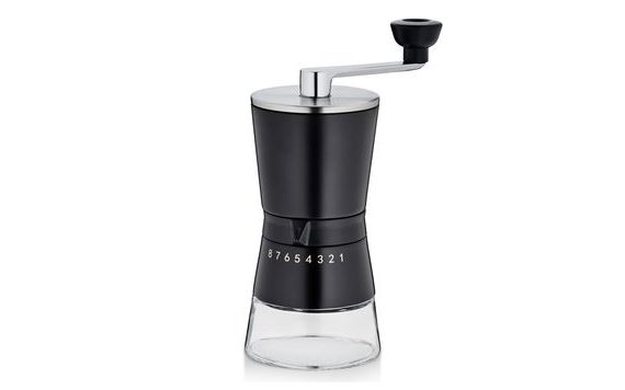 COFFEE GRINDER WITH CERAMIC STONES STAINLESS STEEL/GLASS - EIGHT-STAGE BLACK