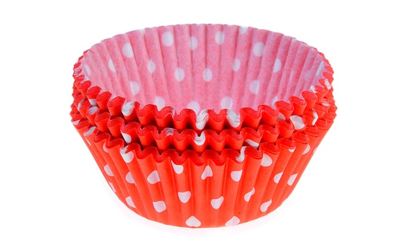 CONFECTIONERY PAPER CASES 50 X 30 MM (60 PC.) - RED WITH DOTS