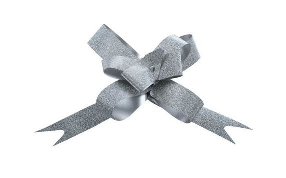 DECORATIVE PULL RIBBON - SILVER GLITTER - 1 PIECE