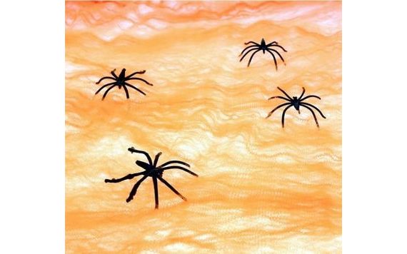 PAVUČINA ORANŽOVÁ S PAVOUKY 20 G + 4 PAVOUCI - HALLOWEEN
