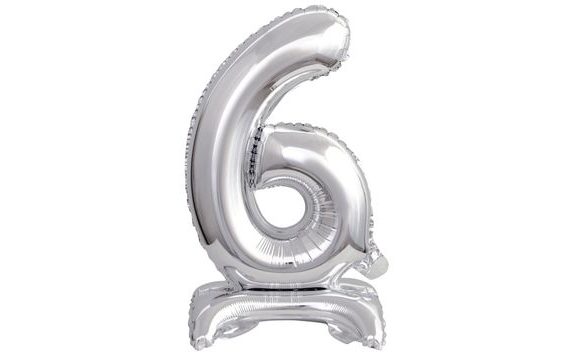 BALÓNEK FOLIOVÝ NAROZENINY ČÍSLO 6 STŘÍBRNÝ 38 CM AMSCAN
