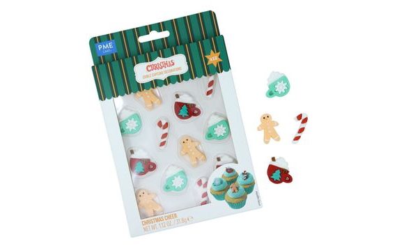 EDIBLE CHRISTMAS SUGAR DECORATIONS - FESTIVE JOY (PACK OF 12)