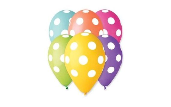 BALLOONS 30 CM PASTEL MIX - POLKA DOTS 1 PCS