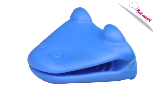 SILICONE OVEN GLOVE - HIPPO BLUE