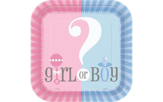 TALÍŘE GENDER REVEAL "GIRL OR BOY" - "HOLKA NEBO KLUK" 22 CM, 8 KS