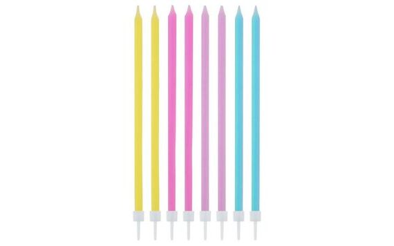 BIRTHDAY CANDLES - PASTEL LONG,14,5 CM 16 PCS