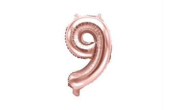 ROSE GOLD FOIL NUMBER BALLOON - 35 CM - 9 (NOT HELIUM FILLABLE)