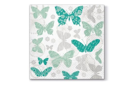 NAPKINS WITH BUTTERFLY MOTIF - 33X33 CM - 20 PCS