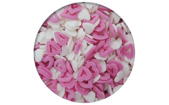 SUGAR DECORATION HEARTS PINK/WHITE