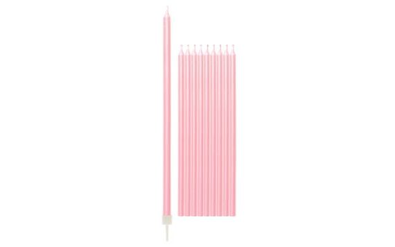 PEARLESCENT PINK CAKE CANDLES 10 PCS 15.5 CM