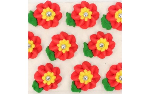 CUKROVÉ DEKORÁCIE – VEĽKÉ KVETY NA PLATÍČKU 5 (9 KS)