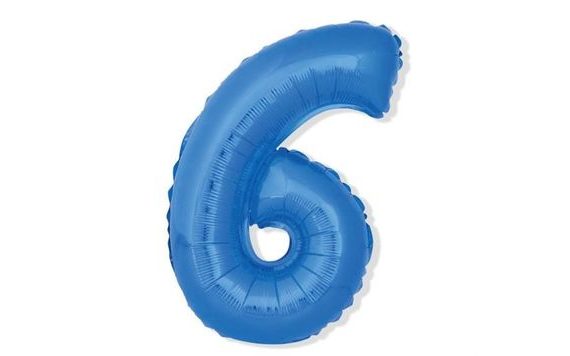 FOIL BALLOON NUMBERS BLUE 35CM - 6 (NELZE PLNIT HELIEM)