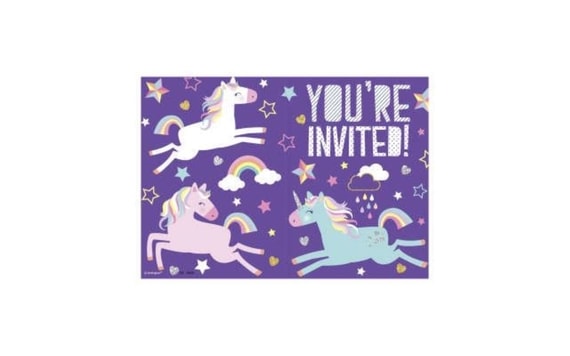 UNICORN INVITATIONS - UNICORN, 8 PCS