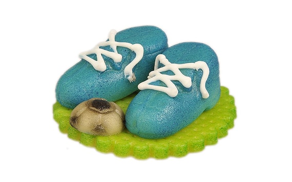 FOOTABALL BOOTS BLUE WITH A BALL - MARZIPAN CAKE TOPPER