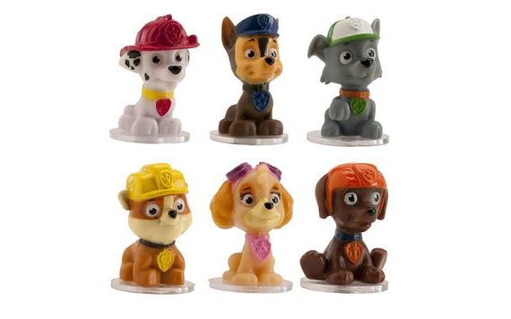 PAW PATROL CAKE FIGURE - PLASTIC - 4CM - 6PCS