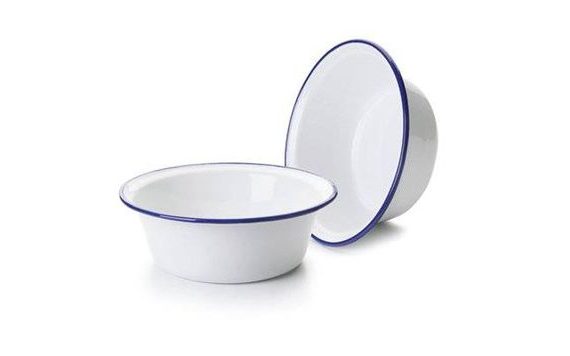 ENAMELED BOWL 16CM BLUE RIM