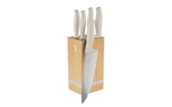 BAMBOO KNIFE SET WITH STAND, 6 PIECES SAHARA COLLECTION