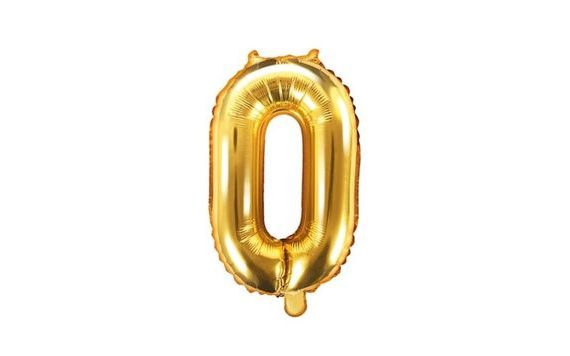 GOLD FOIL NUMBER BALLOON 35 CM - 0 (NOT SUITABLE FOR HELIUM FILLING)