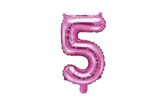 BALLOON FOIL NUMERALS LIGHT PINK 35 CM - 5 (NELZE PLNIT HELIEM)