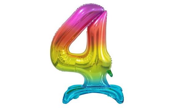 RAINBOW FOIL BALLOON ON BASE, 74 CM - 4