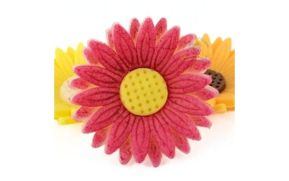 MODELOVANÉ KVĚTY GERBERA RŮŽOVÁ STŘÍKANÁ SE ŽLUTÝM STŘEDEM