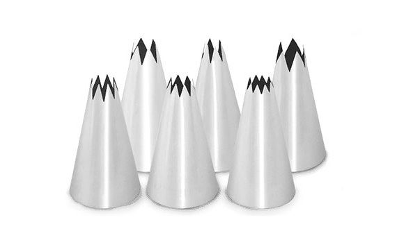 SET OF 6 PIPING NOZZLES - STAR-SHAPED