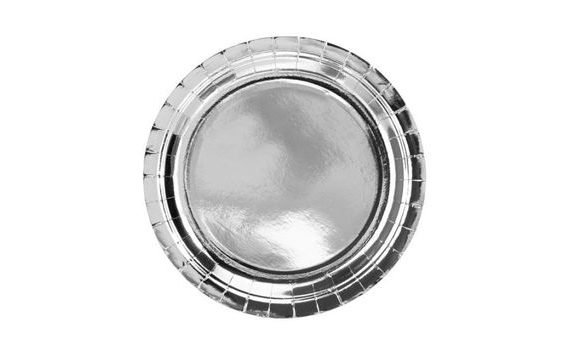 SILVER PAPER PLATES, 23CM, PACK OF 6