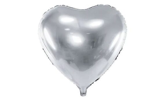FOLIOVÝ BALÓN SRDCE STŘÍBRNÉ - SVATBA - VALENTÝN - 60 CM