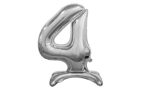 FÓLIA SZÁMÚ BALLON EZÜST SZÍNBEN ÁLLVÁNYON, 74 CM - 4