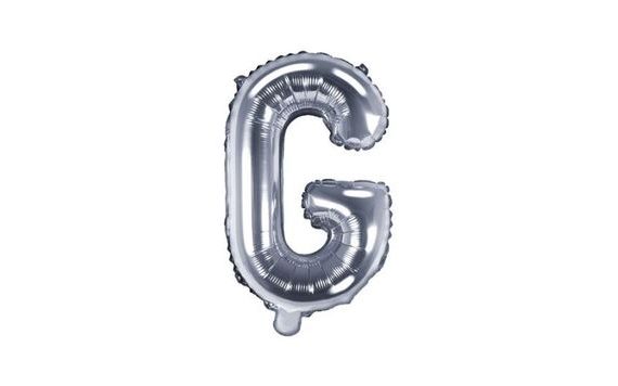 FÓLIOVÝ BALÓN PÍSMENO "G", 35 CM, STRIEBORNÝ (NELZE PLNIT HELIEM)