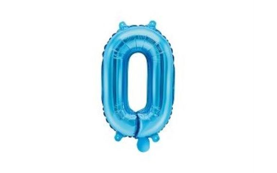 LIGHT BLUE FOIL BALLOON NUMBER 0 - 35 CM (NOT FOR HELIUM FILLING)