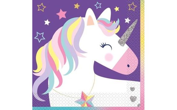 PAPÍROVÉ UBROUSKY JEDNOROŽEC - UNICORN -16 KS - 33 X 33 CM