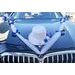 WEDDING DECORATION FOR 2 CARS - TOP HAT AND HEART - BLUE-WHITE - 2ND QUALITY (USED) - WEDDING - BY TOPIC