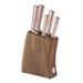 KNIFE SET WITH ACACIA WOOD STAND, 6 PCS TAUPE COLLECTION - KNIFE SETS - KITCHEN UTENSILS