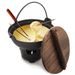 KOTLÍK - NÁDOBA NA FONDUE NEPŘILNAVÝ POVRCH GRANDE PR. 21,5 CM + DŘEVĚNÁ POKLICE - FONDUE SADY - KUCHYŇSKÉ POTŘEBY