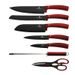 8-PIECE KNIFE SET WITH NON-STICK COATING IN BURGUNDY METALLIC LINE - KNIFE SETS - KITCHEN UTENSILS