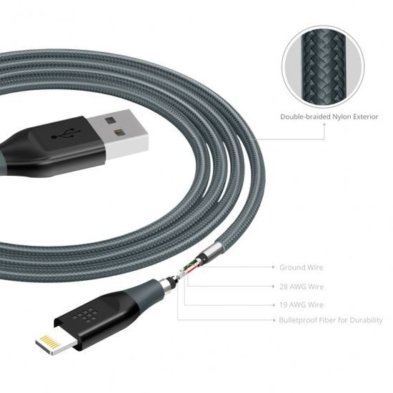 Tronsmart Lightning kabel černo-šedý 1.8 m