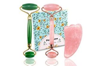 Dárková kazeta 4 v 1 - růženínový kámen (Gua Sha) + růženínový & nefritový masážní váleček na obličej