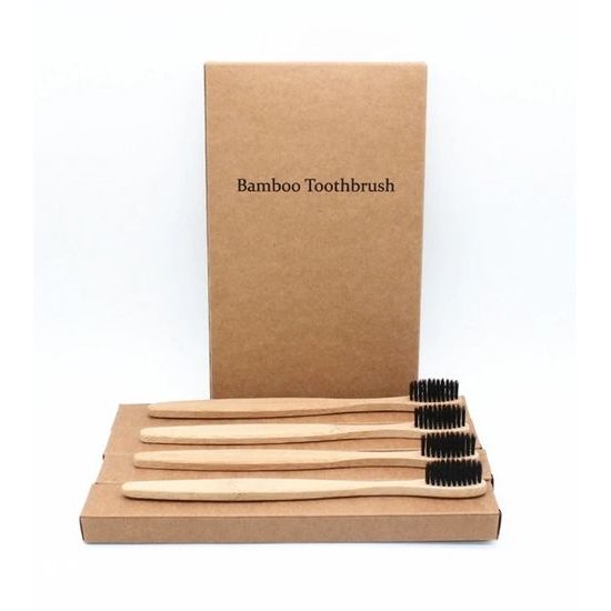 Bambusová zubná kefka Eco friendly - rodinná sada 4 ks