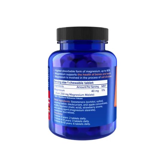 Kids Magnesium Malate jahodové cucací tablety pre deti 180 ks