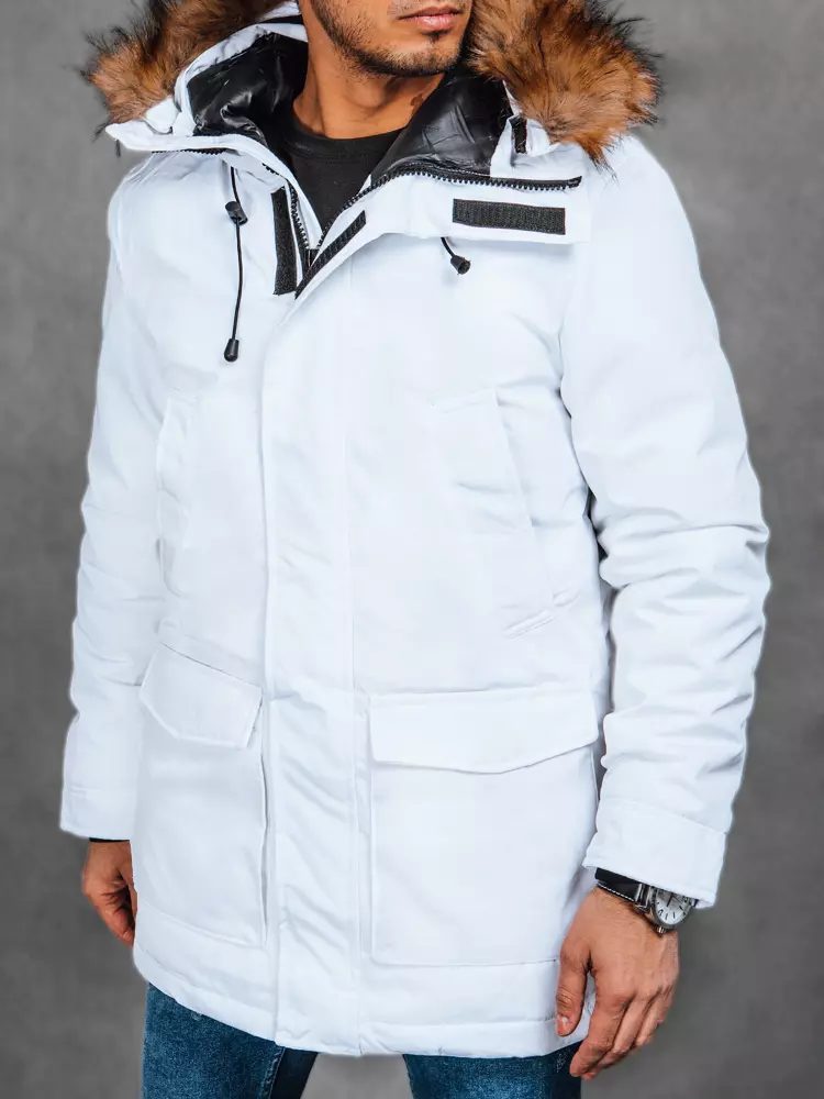 Trendy pánska zimná bunda biela