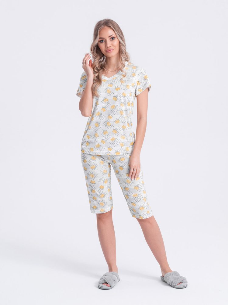 Dámske pyžamo s jemným vzorom-žlté