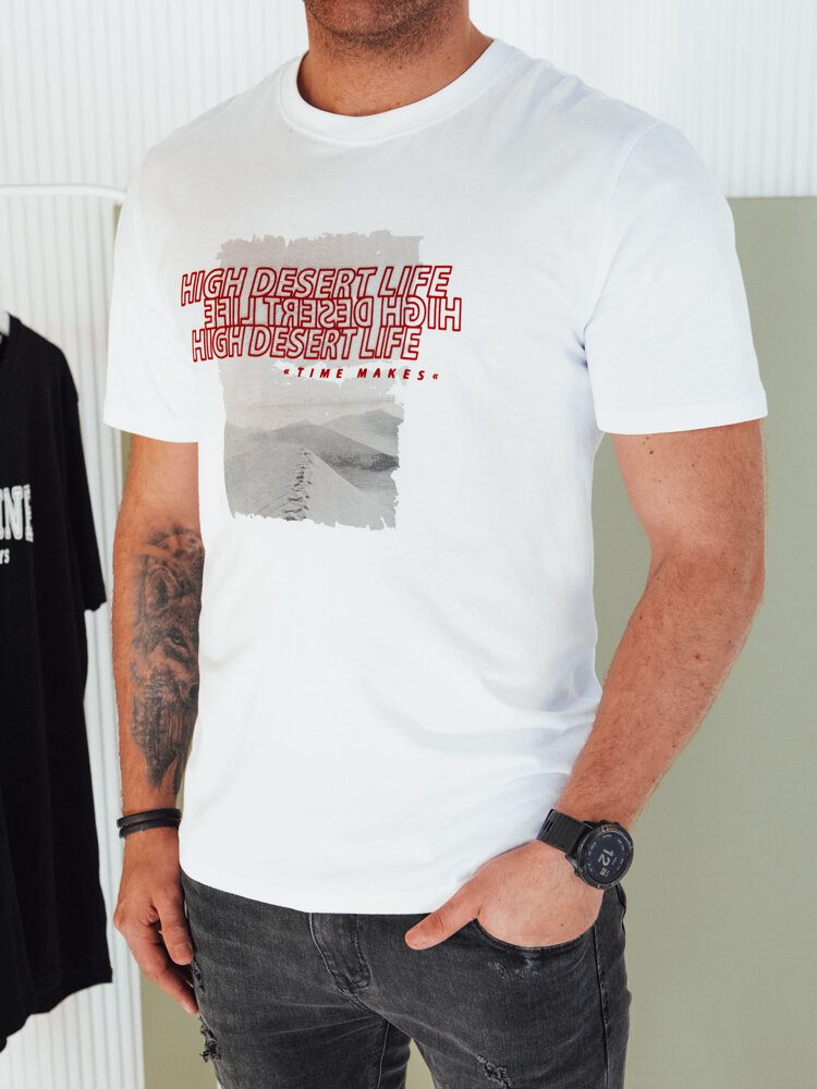 E-shop Atraktívne biele tričko s originálnou potlačou