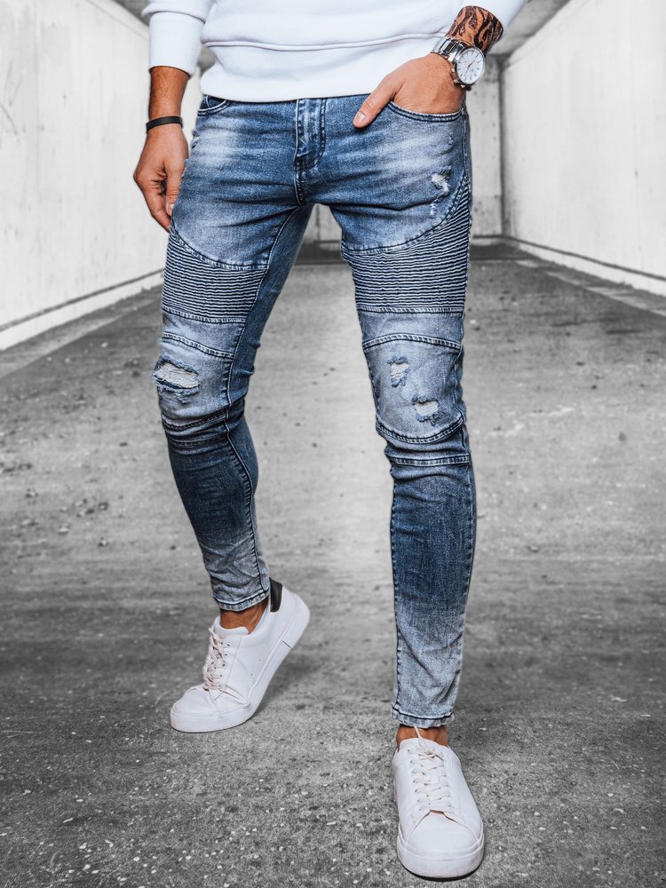 E-shop Pánske modré džínsové nohavice v módnom prevedení