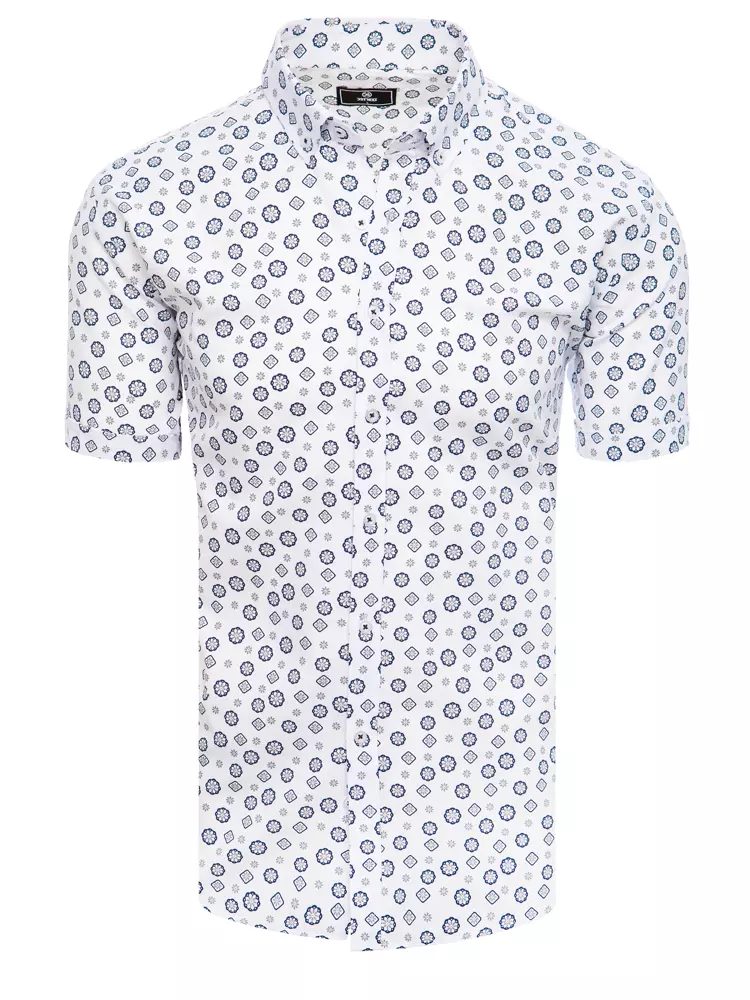 E-shop Biela pánska košeľa s výrazným modrým vzorom