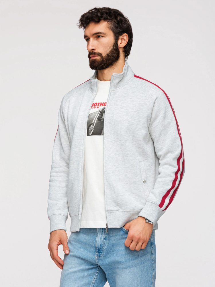 Pánska mikina bez kapucne na zips-šedá