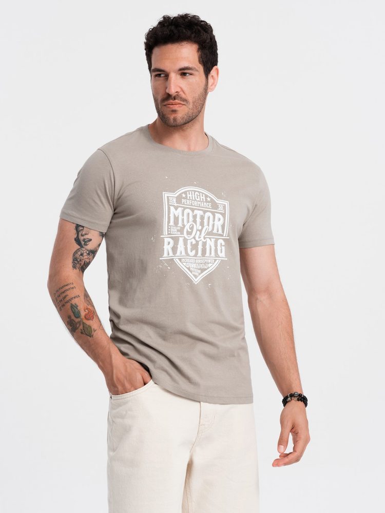 Módne tričko s potlačou pre mužov popolové