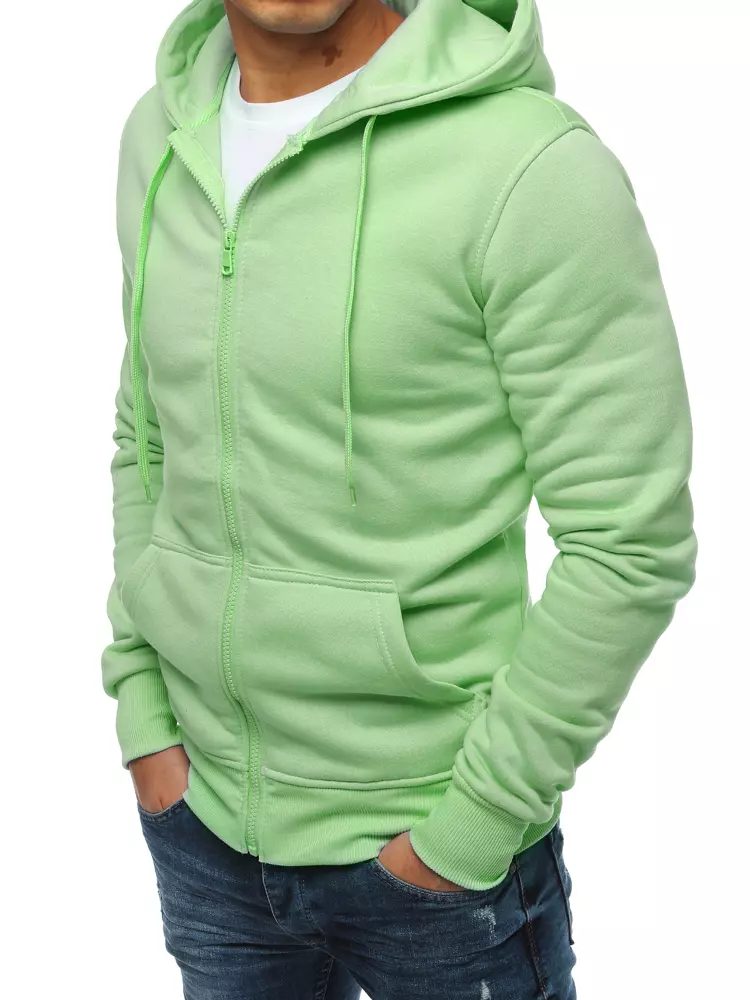 Moderná mikina na zips s kapucňou zelená-muži