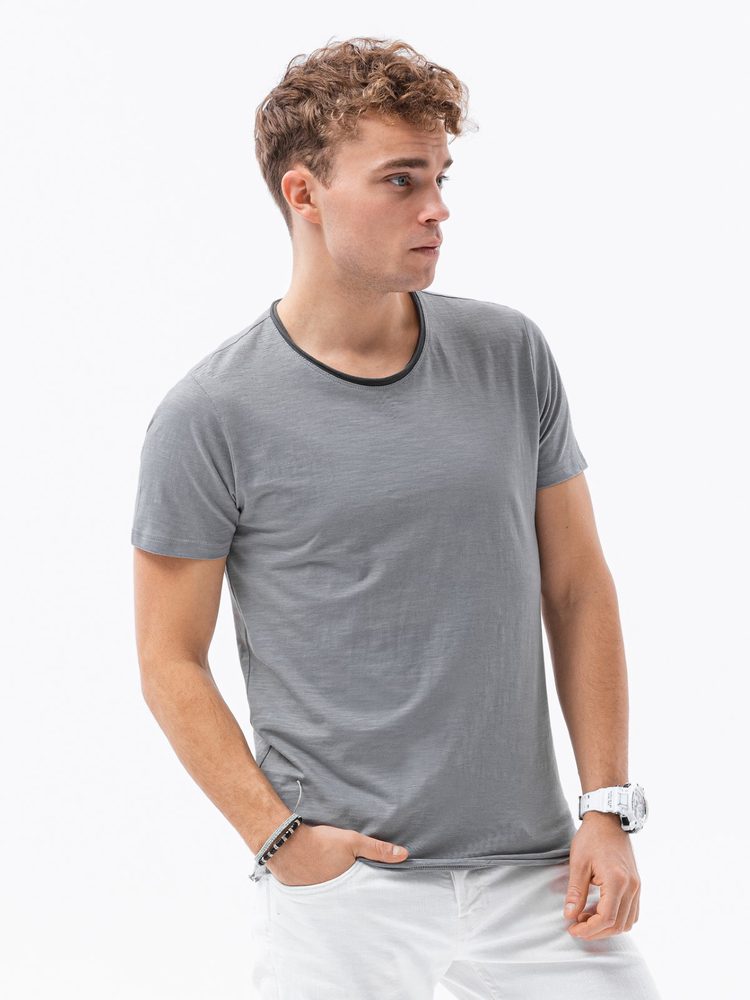 Módne tričko bez potlače pre mužov šedé