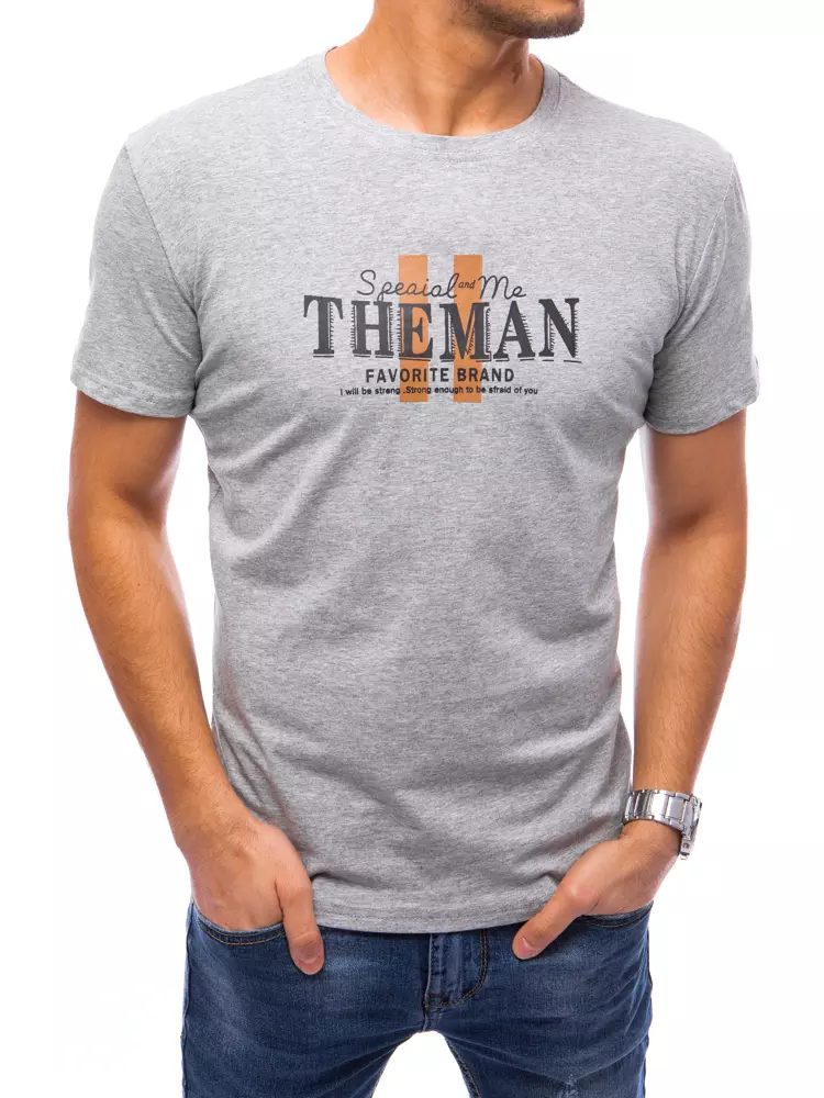 E-shop Svetlošedé bavlnené tričko s potlačou The Man